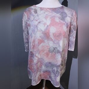Calvin Klein Pink and Gray Floral Blouse